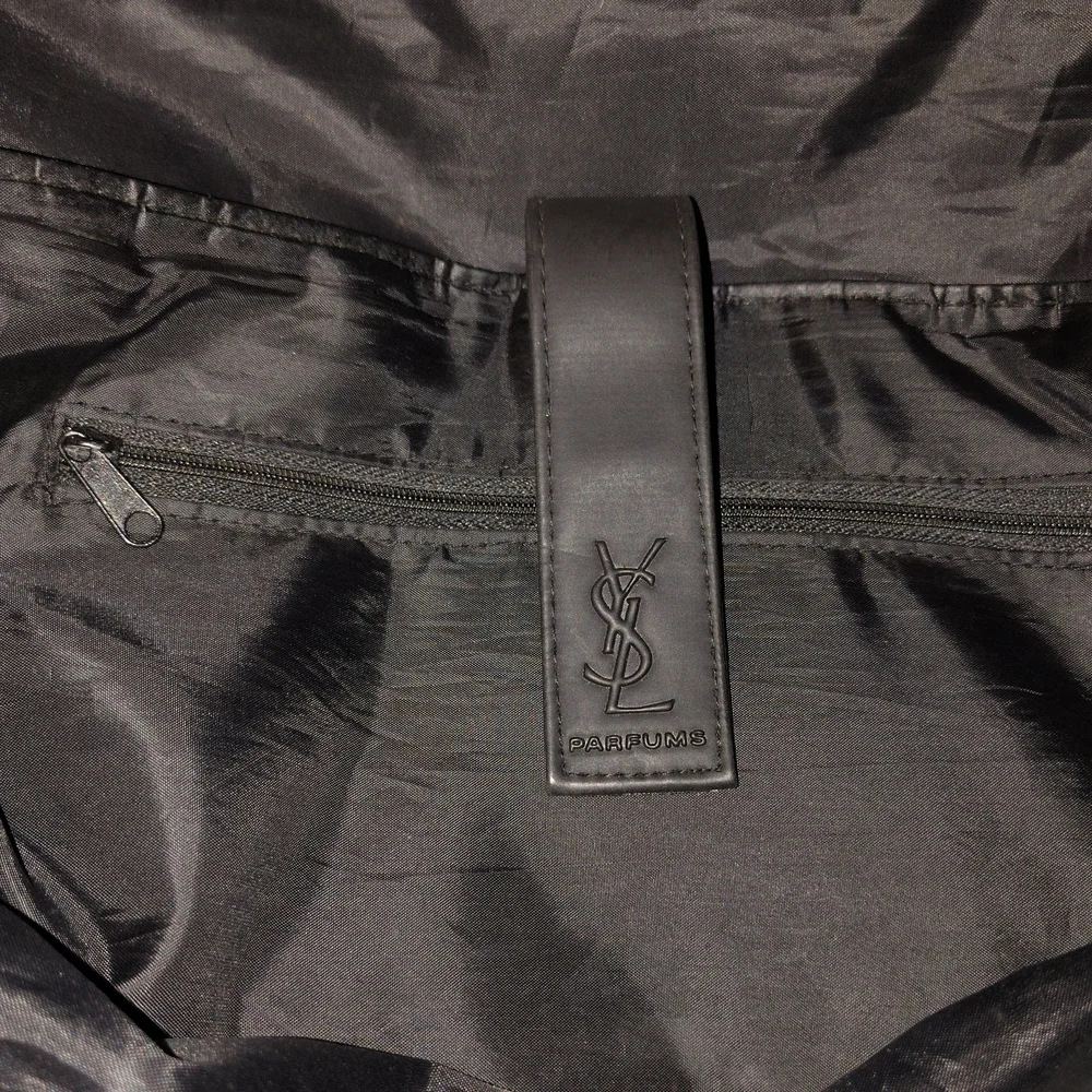 Yves Saint Laurent Parfum Black Vinyl Messenger Bag Vintage